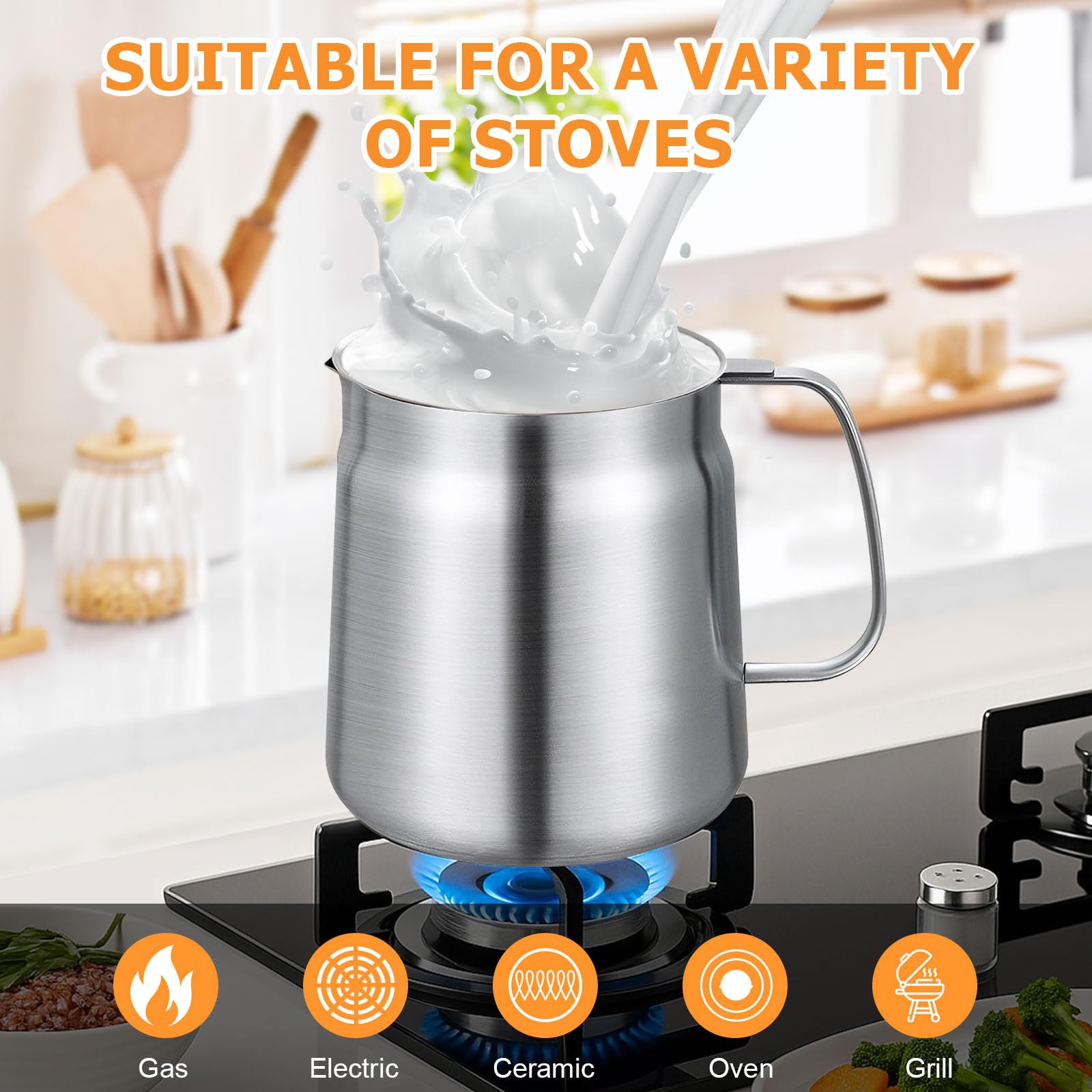 Pot de filtre à huile en acier inoxydable 304 avec panier filtrant et maille, friture et graisse de cuisson pour cuisinière à gaz et cuisinière en céramique (2 L)