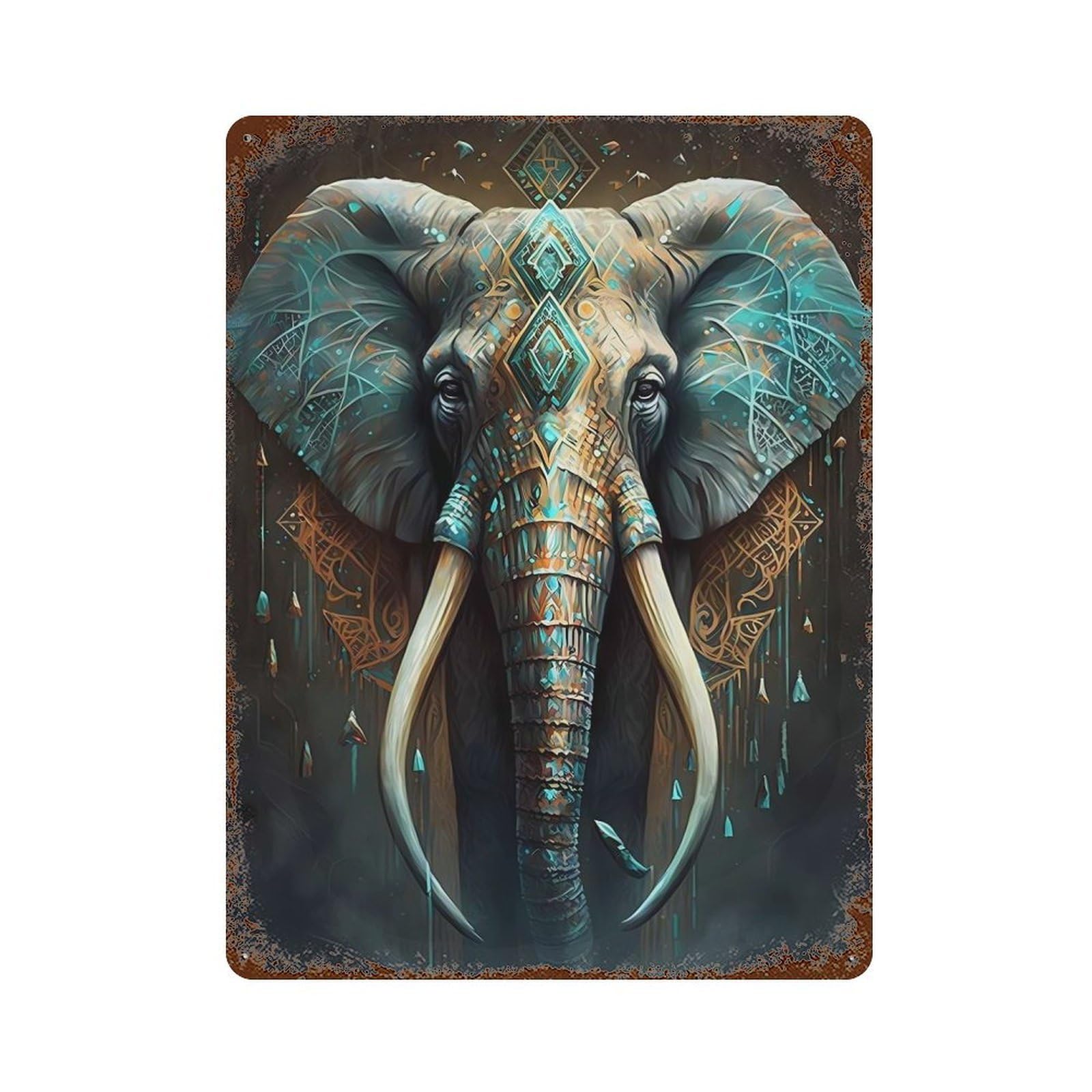 Mystical Elephant Retro Metal Sign 15.7"x11.8", Rustic Home Decor for Garage, Pub Or Kitchen