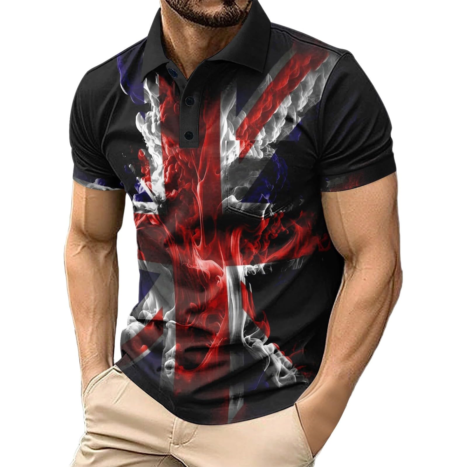 Men's Union Jack Polo Shirts 2026 England National Day Golf Shirt Great British Bunting Flags Golf Tops Casual Short Sleeve Poloshirts Festival Tee Top