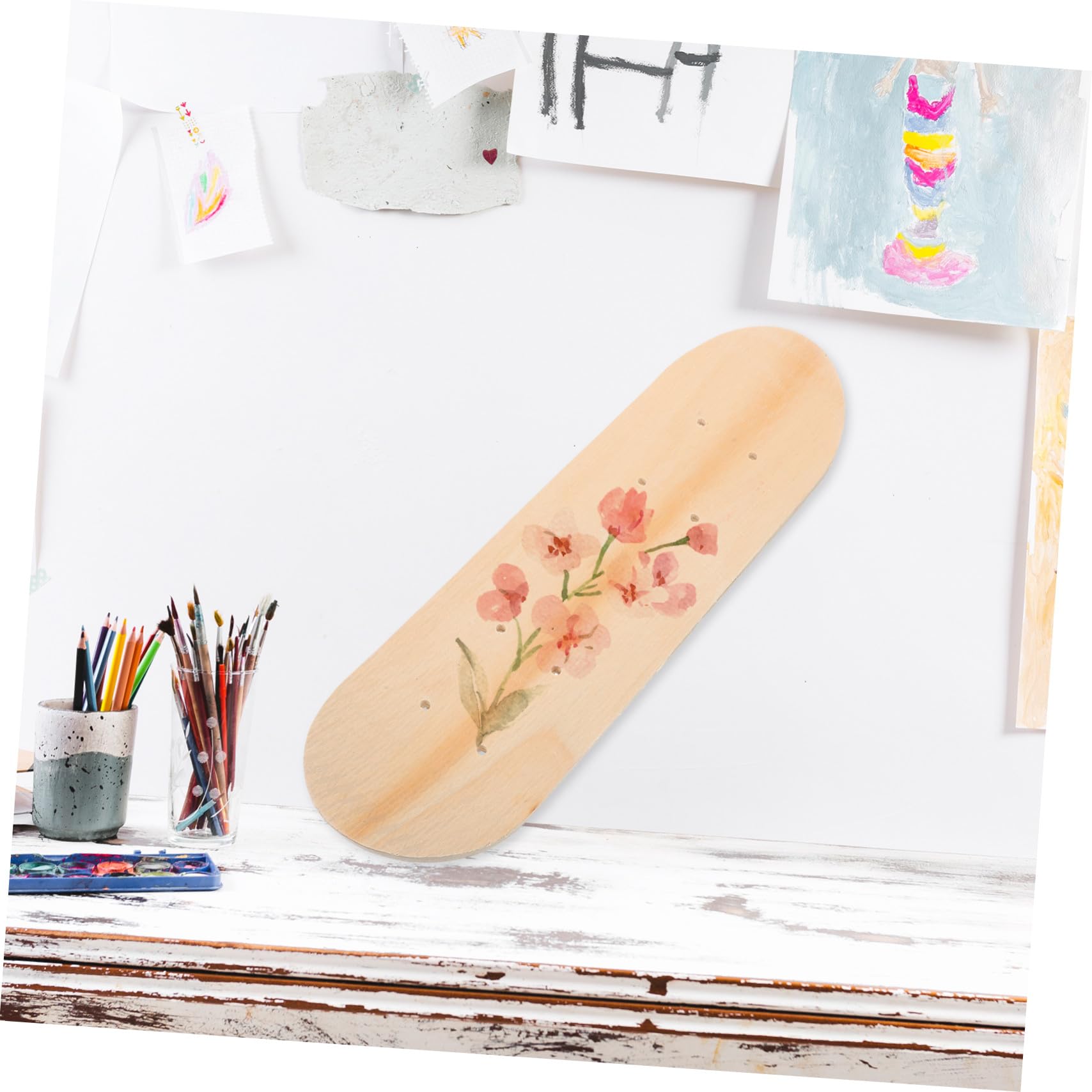 Planche de Skate Vierge Skateboard Enfant 43 Pouces 7 Couches D'ÉRable Double Face Planche Blanche pour DIY CréAtif Et DéCoration