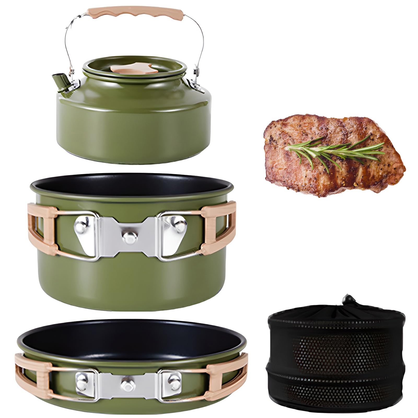 Ensemble de casseroles pour randonnée compact avec poêle et bouilloire
