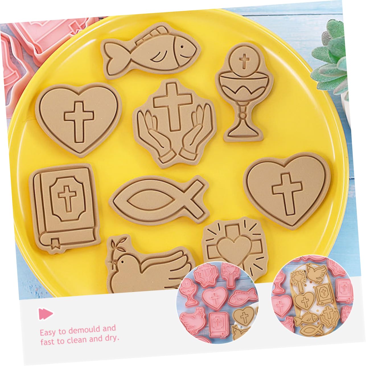 Amosfun 5 Ensembles Moule Accessoires De Pâtisserie Pour Biscuits Emporte-pièces Pour Fondants Scone Outil De Cuisson De Pâques Fournitures De Pâtisserie Nourriture Pp Rose 8 Pièces * 5