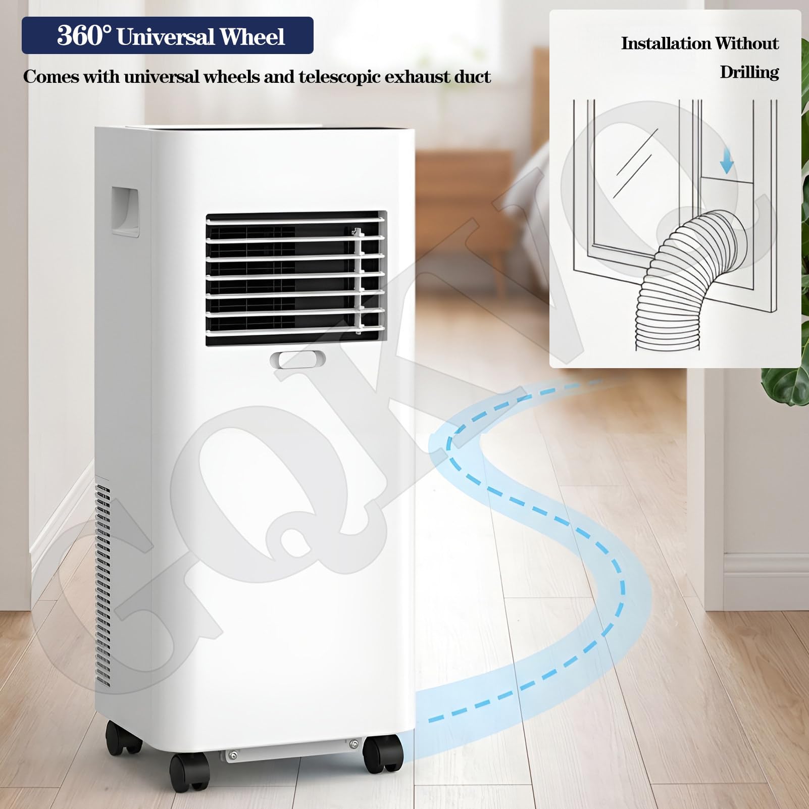 Condizionatore portatile, potente unità CA 7000 BTU | Unità AC a pavimento; | Raffredda fino a 240 piedi quadrati; Condizionatore d'aria portatile per soggiorno, sala e-sport