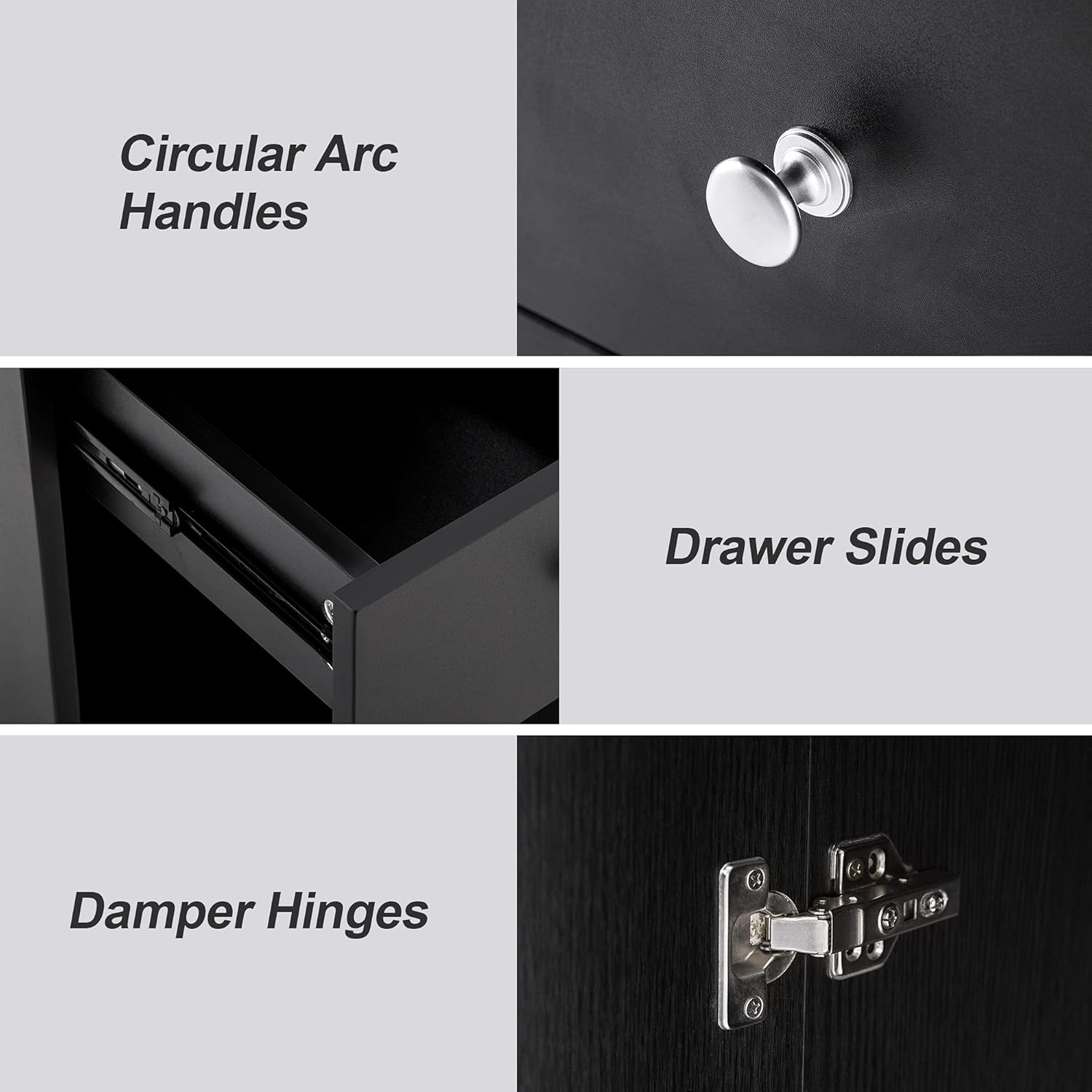 Black Ergonomic Manicure Table with Drawers and Wheels