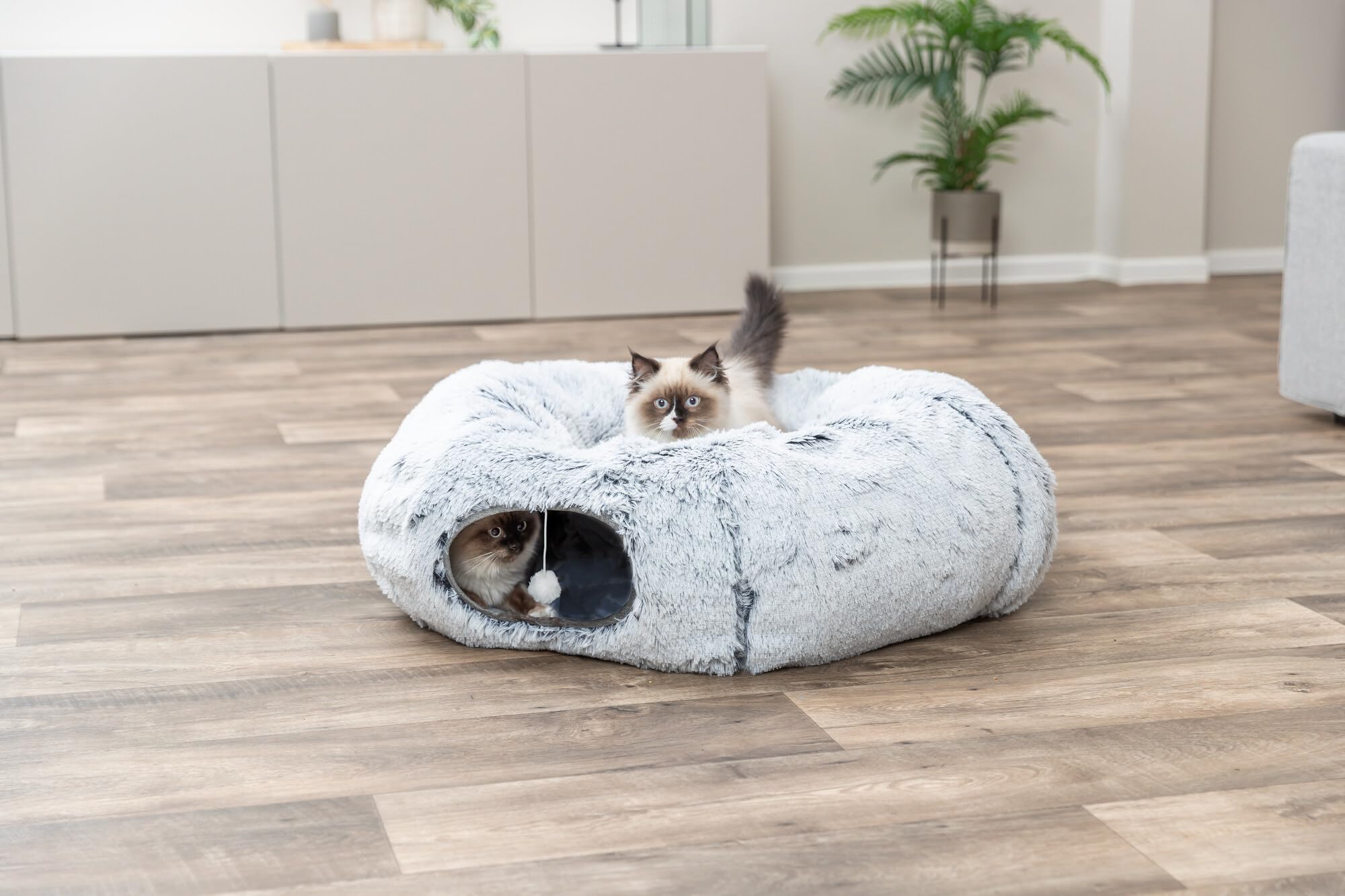 TRIXIE Tunnel réglable pour Chat Harvey – Gris – ø 25 × 160 cm