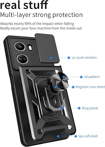 Vista 65 de Carcasa de soporte compatible con Motorola Razr 2023, con cubierta deslizante para lente de cámara compatible con Motorola Razr 40 5G 2023 XT2323-1
