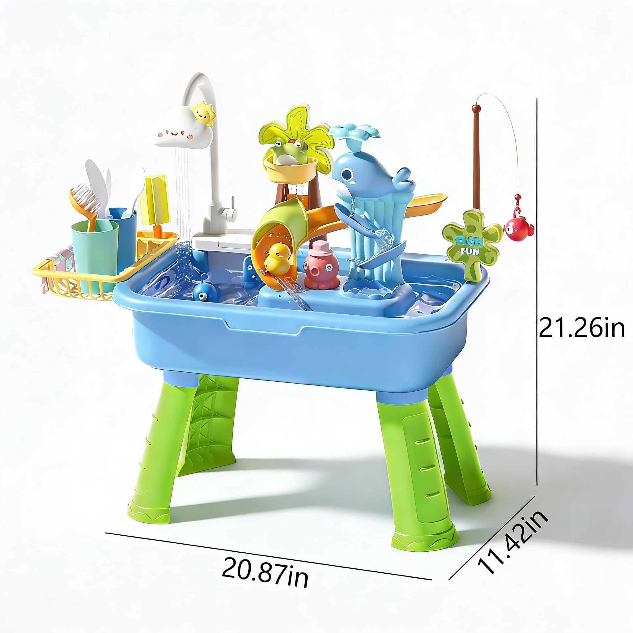 ZVD Table d'eau pour Enfants, Jeux extérieur Enfant avec Robinet à 180°, évier de Jeu à Eau Courante, Pieds Amovibles, Jouet d'eau intérieur pour Maison et Jardin, école Maternelle (Rose)