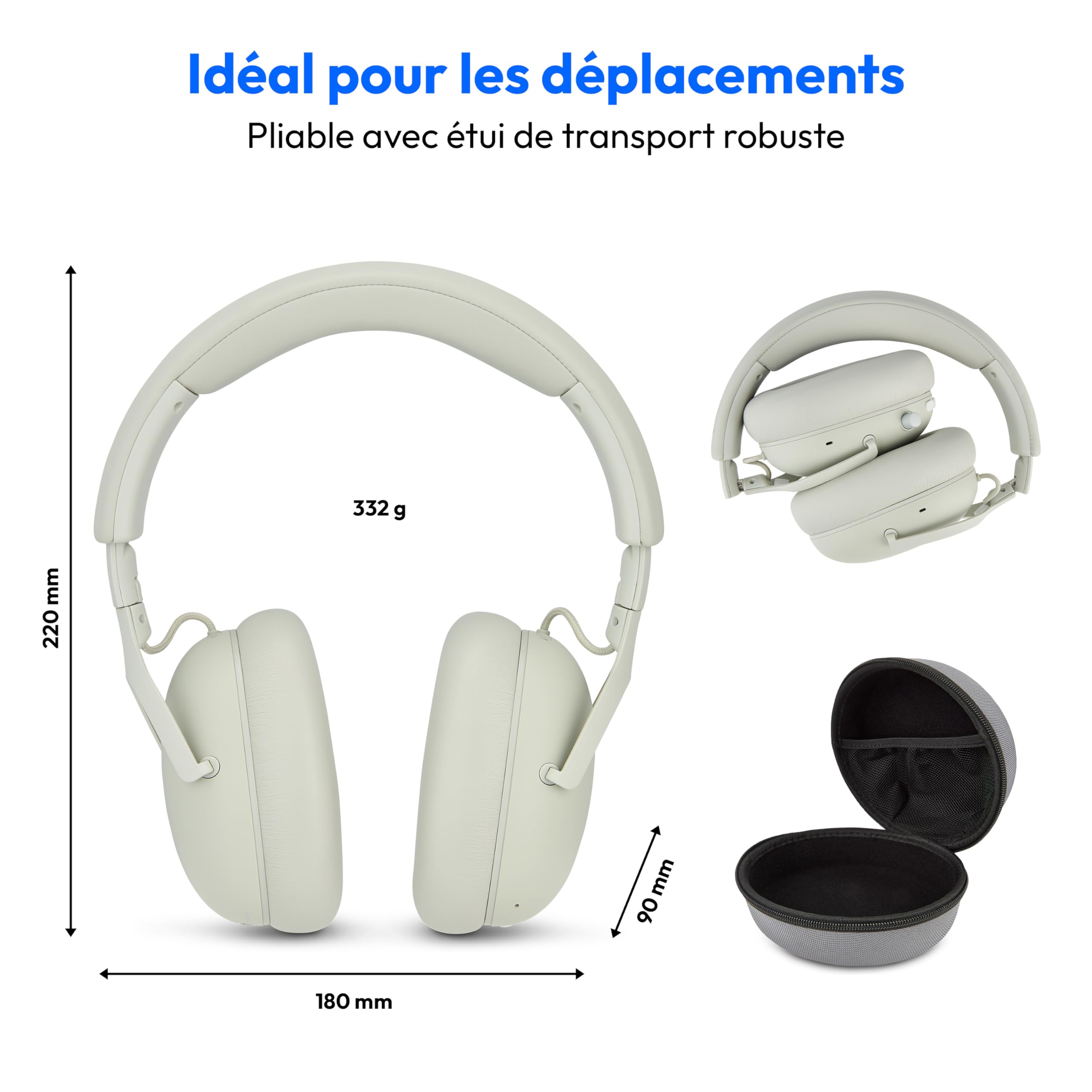 MEDION Casque Over Ear HX-1 Plus (sans Fil, réduction de Bruit Feed Forward, Bluetooth 6.0, 5+1 préréglages EQ, Jusqu’à 100 h d’autonomie, Protection Anti-éclaboussures IPX4), Monochrome