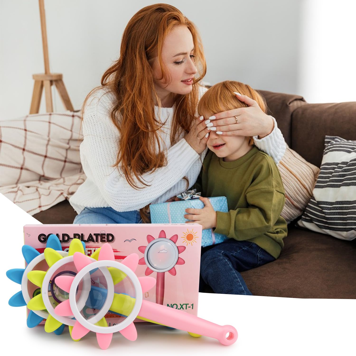 Kinder Lupe Handlupe 10X für Kinder Schüler zum Lesen, Erkunden, Münzen, Briefmarken, Karte, Inspektion (Rosa/Blau/Grün)
