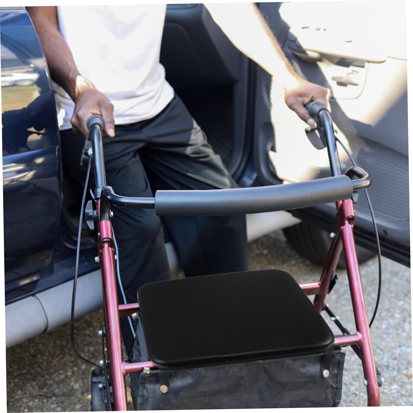 Cuscino Seduta per Deambulatore in Pu Nero 13, 6x12, 4x1, 4 | Cuscino Sostitutivo per Rollator, Leggero e Facile da Installare, per Assistenza Domiciliare Anziani
