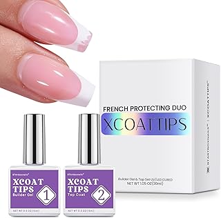 BTArtboxnails XCOATTIPS French Protecting DUO Builder Gel and Top Coat Set - Protect French Tips, No More Chipping