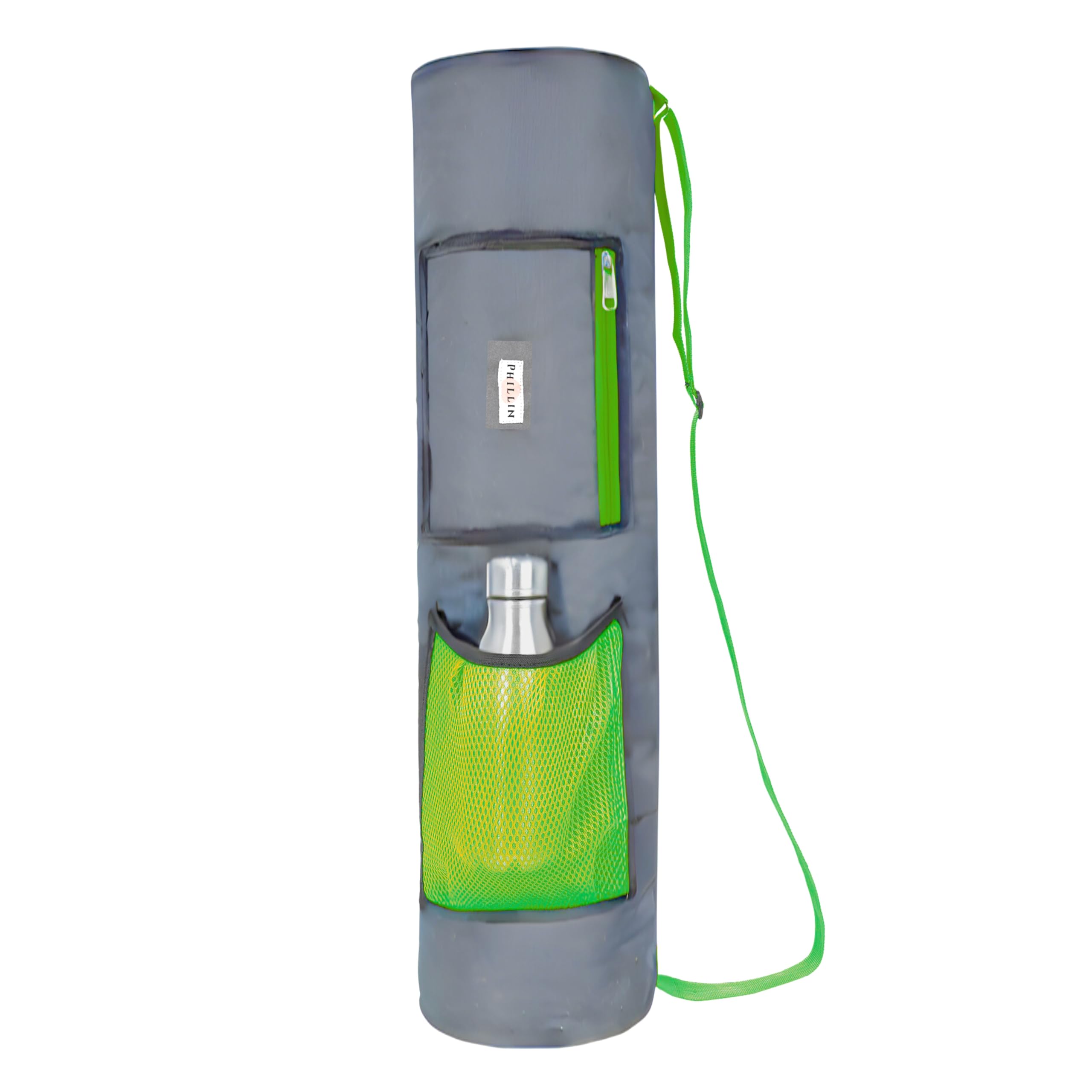 PHILLIN Yoga Mat Cover Bag with Adjustable Shoulder Strap Waterproof Yoga Mats Carry Bags fit for 4mm to 8 mm Yoga Mat for Women and Men Zipper Mats Bag's for Meditation Mat (Grey Neon)-image-33
