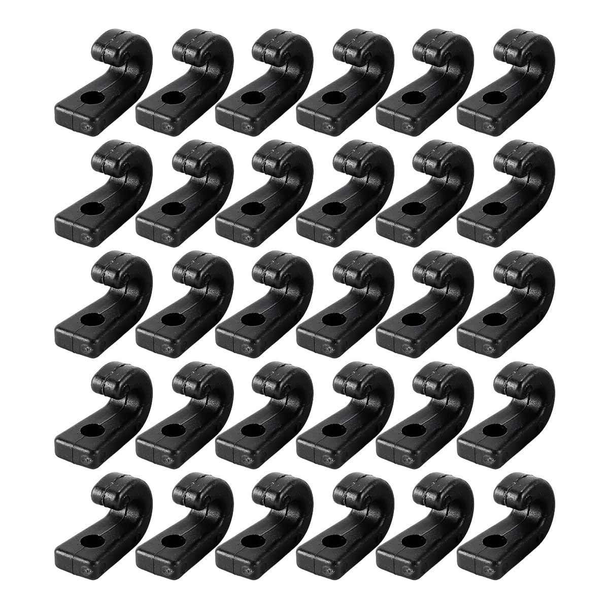 Ausi 30 PCS J Shape Black Nylon Anchor Hooks Durable Multi Purpose Clip for Boat Canoe Bungee and More