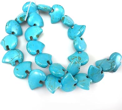 17mm Small Zuni Bear Bead Turquoise Black White Gemstone Turquoise Howlite Beads 15"" Strand Zuni Fetish Southwestern Howlite Bear 30pcs Turquoise Blue