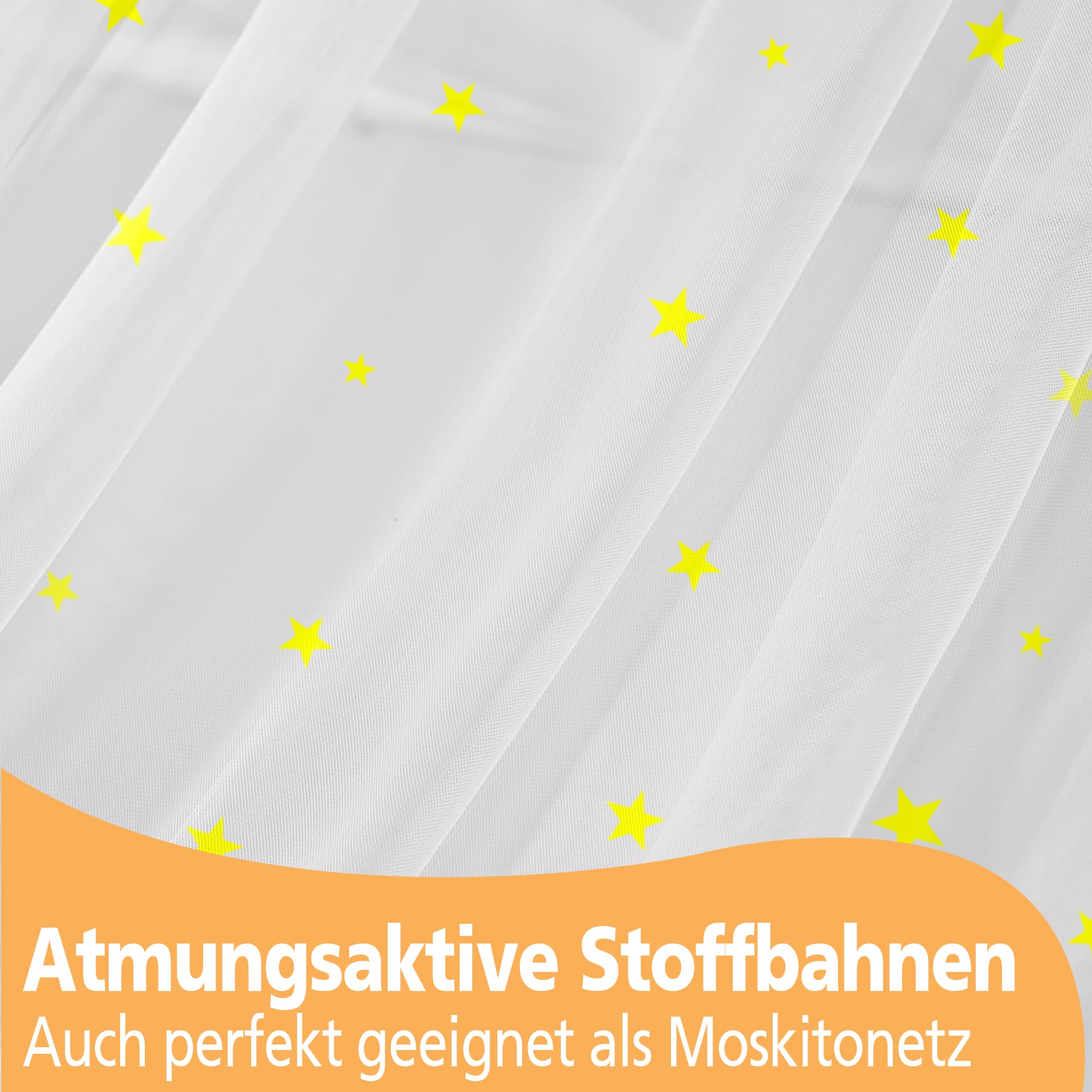 Hook Hausbett Himmel Betthimmel für Hausbett Kinder – Leuchtender Sternenhimmel Stoffhimmel für Hausbett Deko für Mädchen & Jungen – Himmel für Hausbett & Bodenbett (Weiß, H135 x B420 cm (1er Pack))