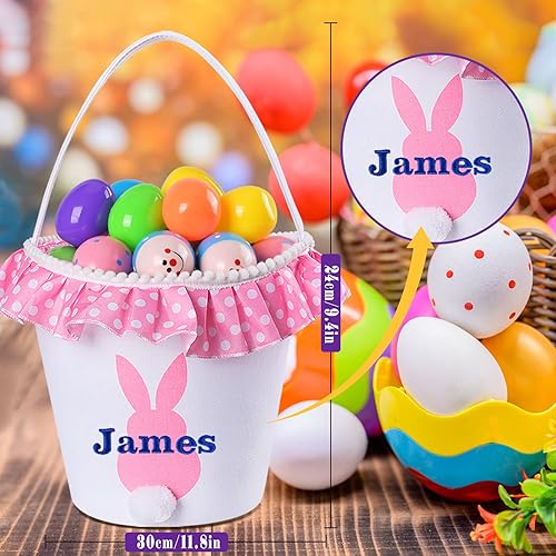 Miniatura 3 de Paquete de 3 cestas de Pascua personalizadas, cestas de conejo de Pascua Touber con nombre, cesta de Pascua personalizada, cestas de Pascua para