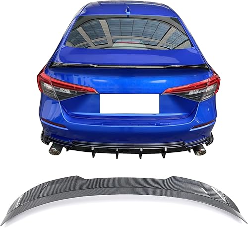 IKON MOTORSPRTS - Alerón de maletero compatible con Honda Civic Sedan 2022-2025 de 4 puertas, impresión de fibra de carbono, plástico ABS, estilo