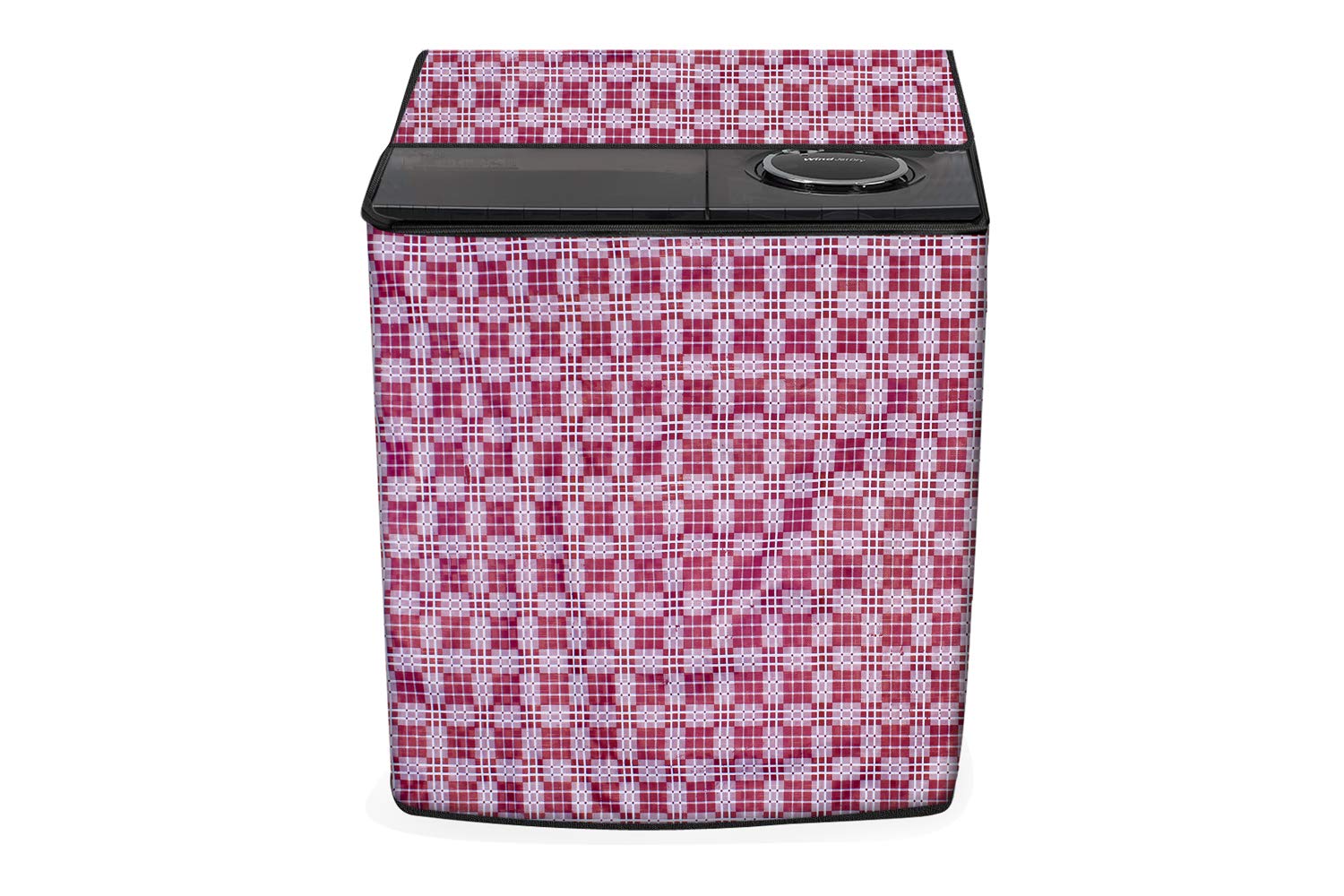 Stylista Washing Machine Cover Compatible for LG 10 kg 5 Star semi Automatic Top Loading P1045SGAZ Checkered Magenta-image-36