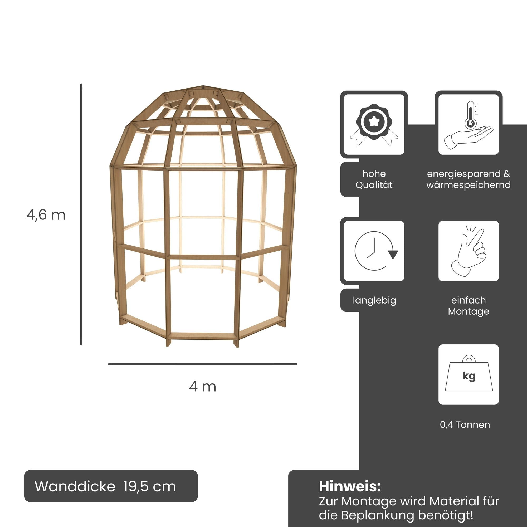 Bausatz Gartenhaus, Tiny House, Holzhaus, 2 Etagen, High Dome 18m² Braun Bausatz mit Allen Einzelteilen, Innen- & Außen individuell gestaltbar