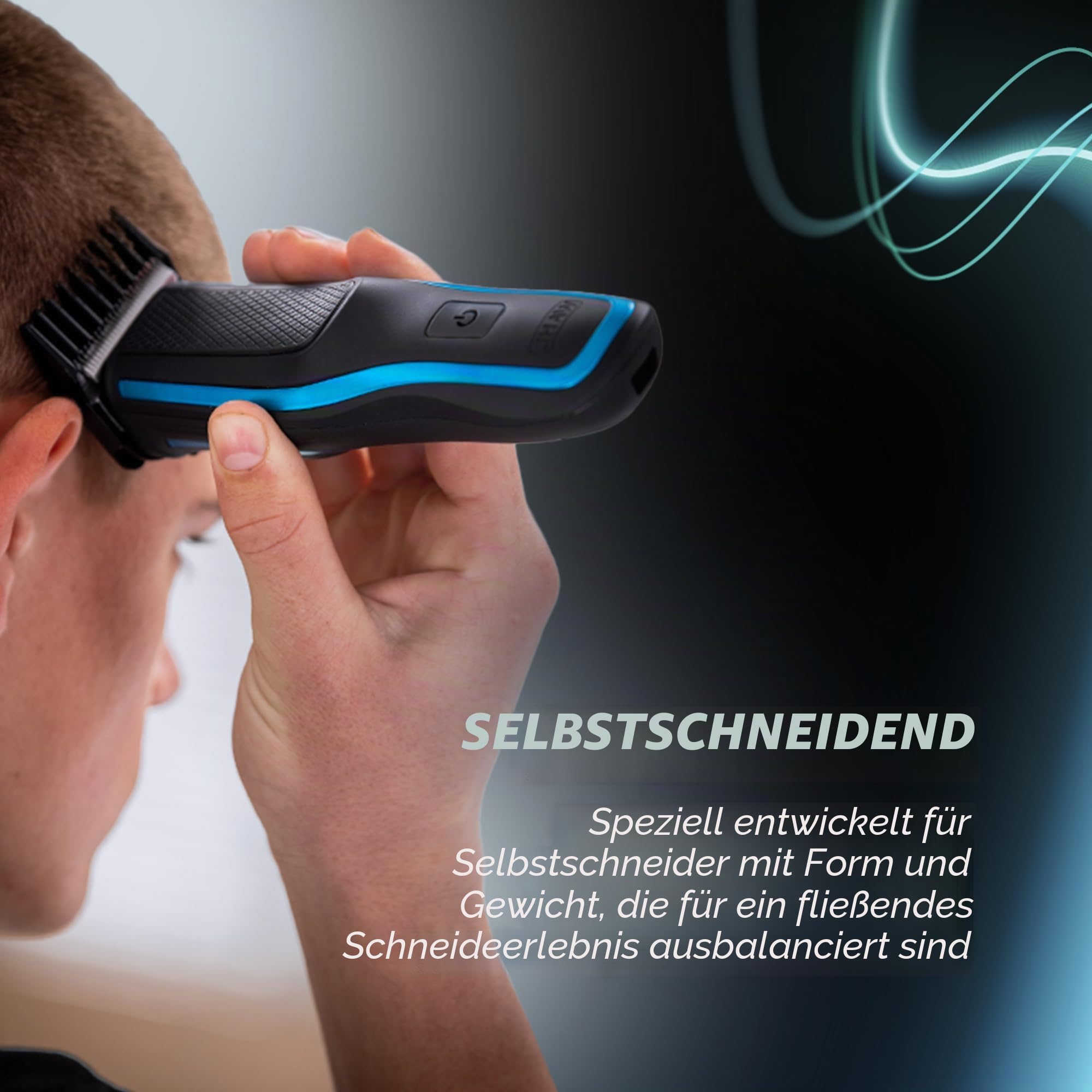 WAHL Self Clip 360 Clipper Kit - Haarschneidemaschine, kabellos, schwarz, 10 Aufsteckkämme, USB-Aufladung, langlebiger Akku, zur Heimanwendung, abwaschbarer Schneidsatz, guter Grip, sehr leicht