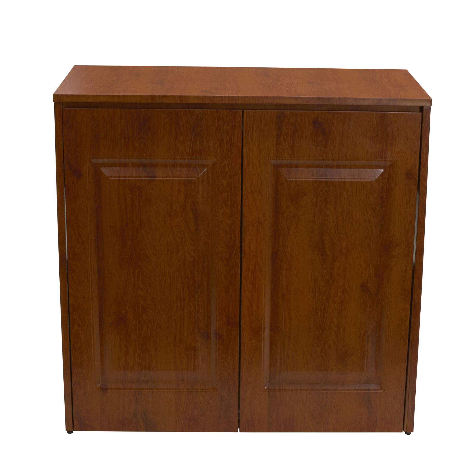 Household Essentials Double Hamper Cabinet, Metal Exterior and Removable Polyester Bags, Dual Compartments for Sorting, Faux Wood Grain