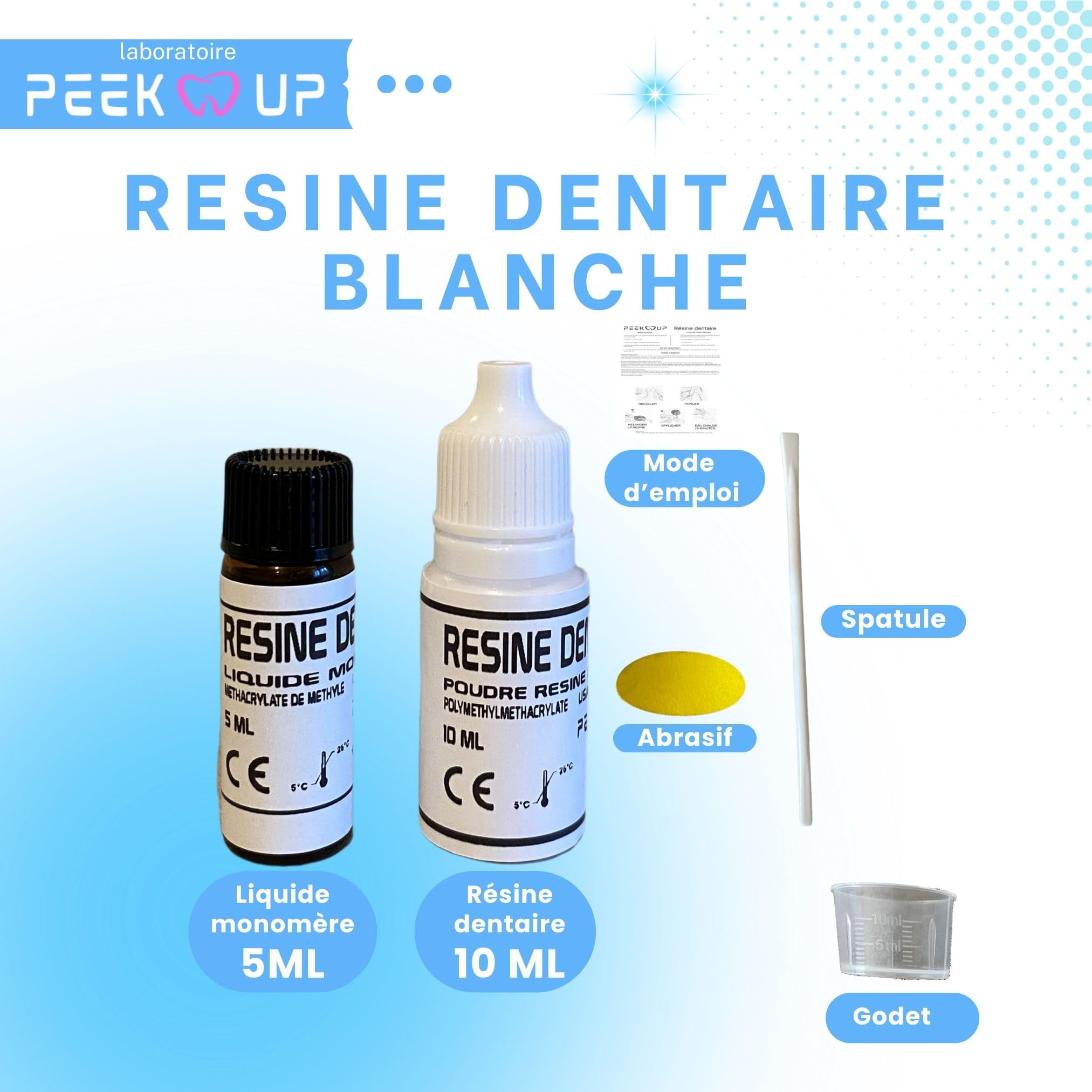 RESINE DENTAIRE BLANCHE pour réparer les prothèses dentaires