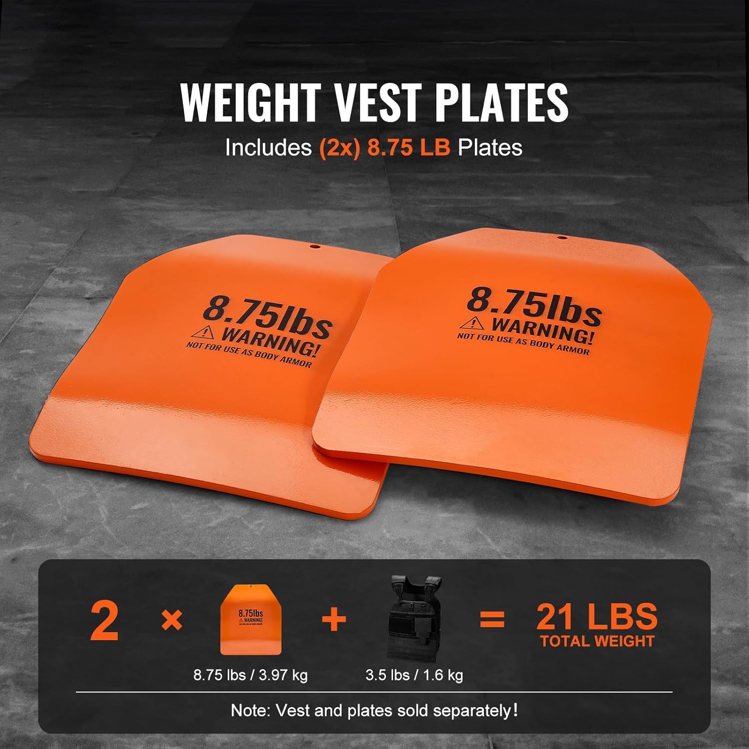 Happybuy Curved Weight Vest Plates, 8.75 LB Pairs, Premium Steel Weighted plates, Contoured Ergonomic Fit – WODs, Additional Weight for Weight Vests