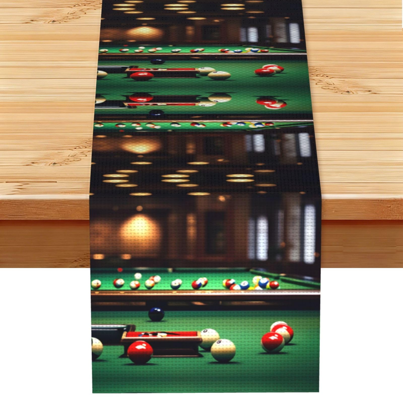 Billiard Printed Dining Table Runner 13x72 Inch, Non-Fading Decor for Kitchen Dresser Fireplace Mantel