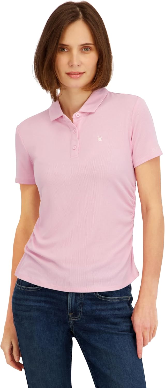 Spyder Womens Ribbed Jersey Short Sleeve Polo Top