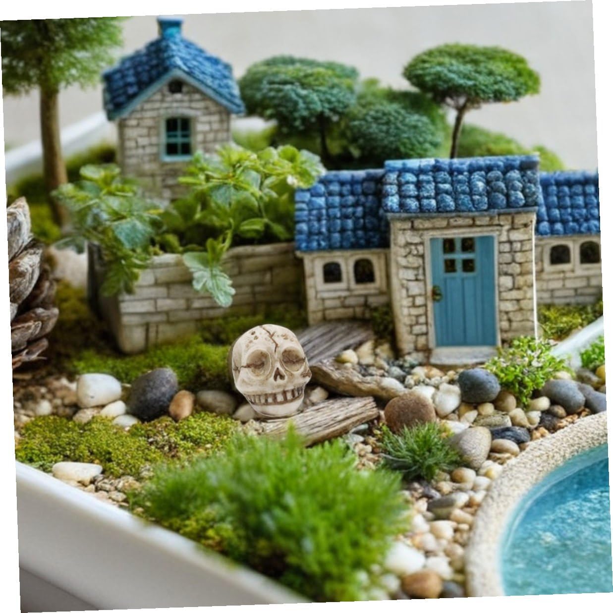 OSALADI 20pcs Resin Mini Skull Figurines Outdoor Garden Statues Halloween Skull Ornament Decoration Fish Aquarium Decor Planter Vase Fillers