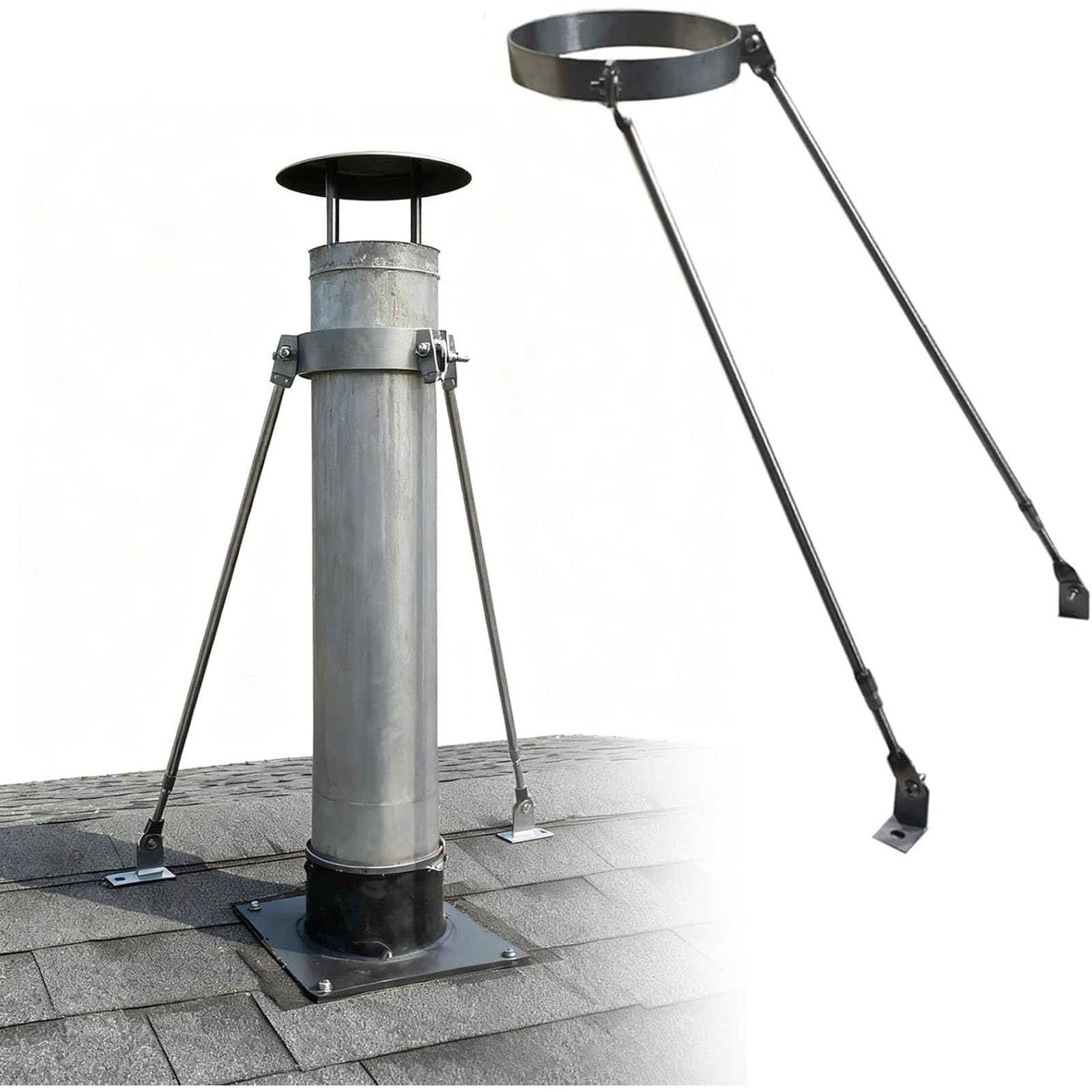 Kit de support de cheminée avec collier et tige de fixation pour tuyau de poêle de 140 mm