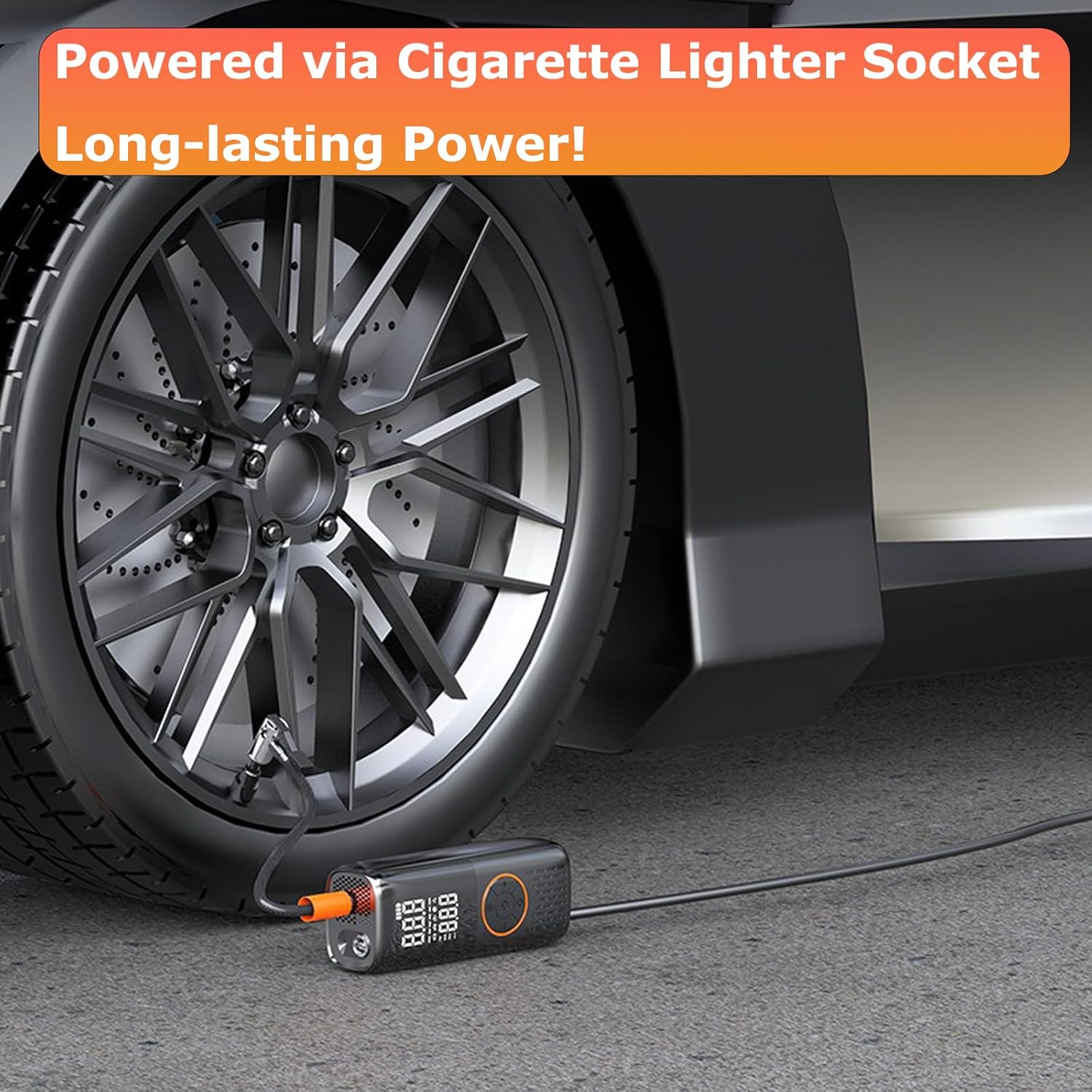 Cordless Tire Inflator Portable Air Compressor - 150PSI 2X Faster Inflation with Digital Pressure Gauge, Auto Shut-Off & LED Light - Dual Power Air Pump for Car, Motorcycle, Bike, Balls