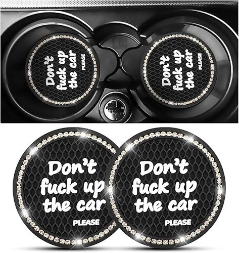 Paquete de 2 posavasos brillantes para portavasos de automóvil con diamantes de imitación de cristal de 2.75 pulgadas, portavasos de silicona