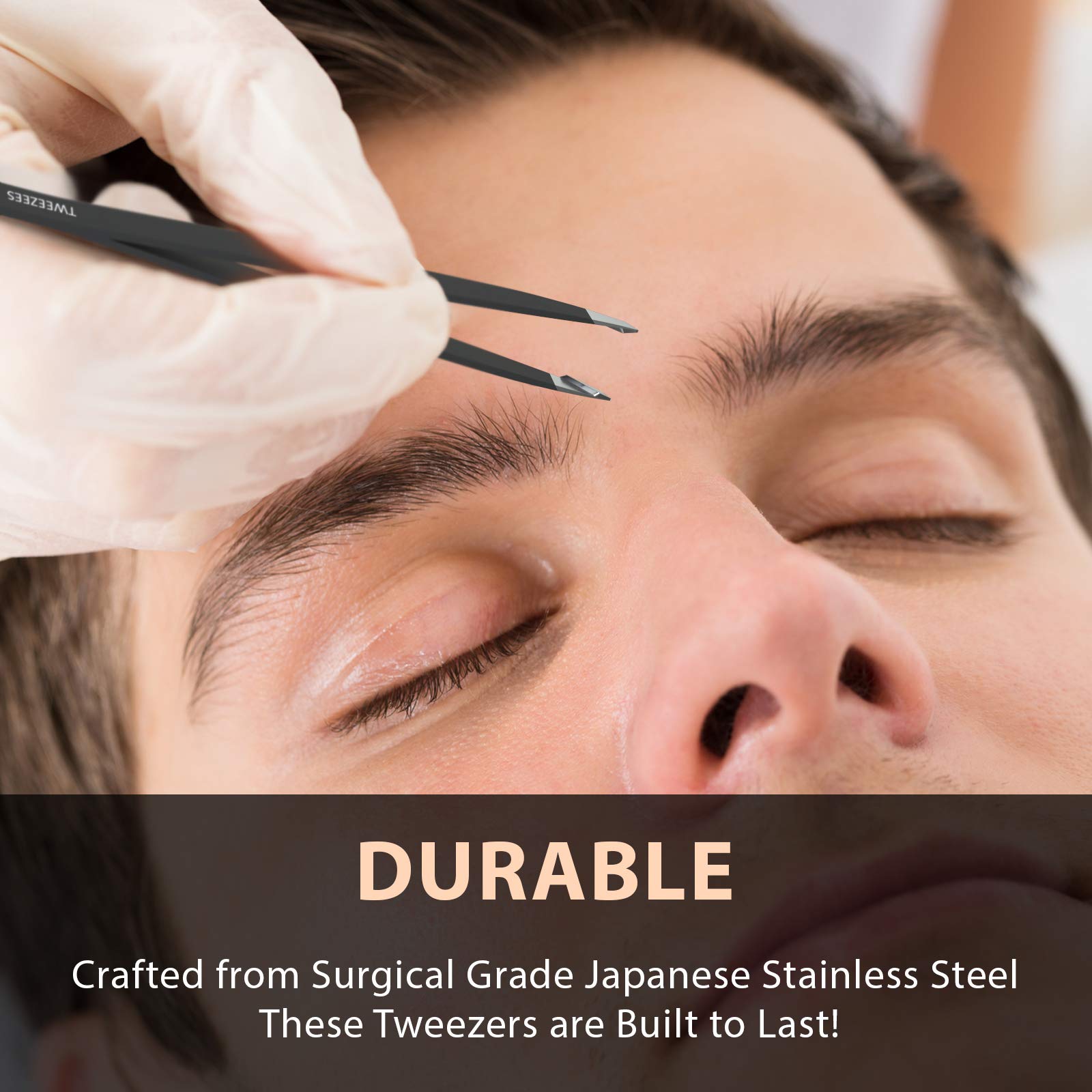 Tweezees, brucelles de précision en acier inoxydable - bout oblique professionnel & Splinter Astuce épilation Noir