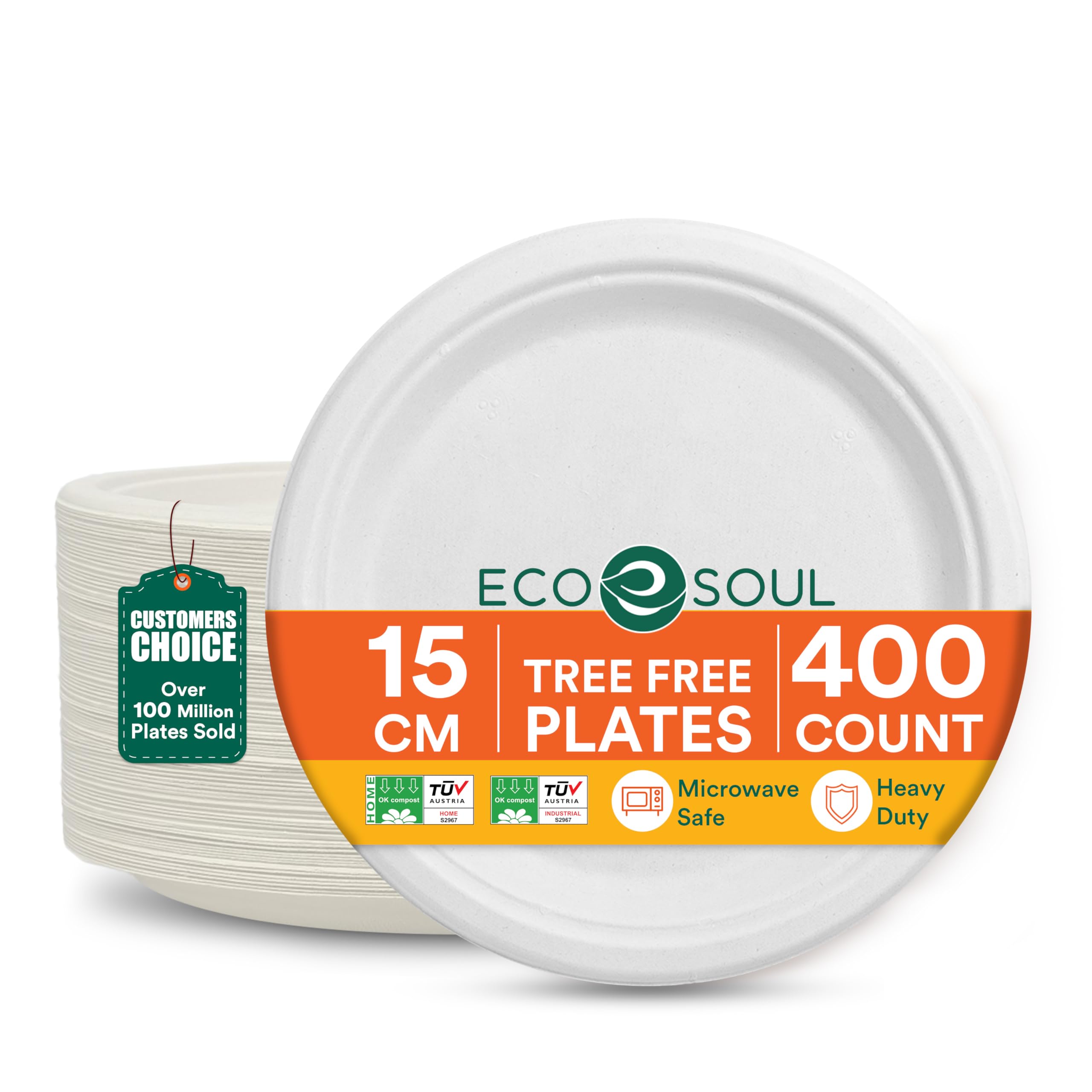 ECO SOUL 9 Inch Compostable Plates - 100 Pack -23