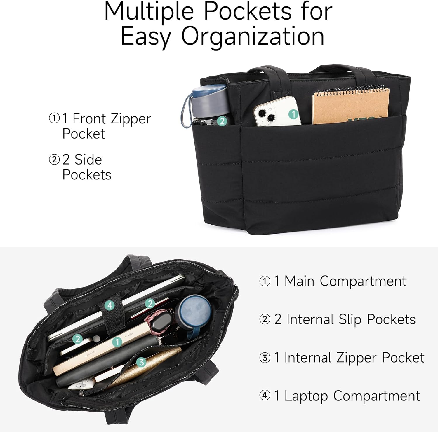 Corduroy Tote Bag for Women Crossbody Bags Lightweight Handbags Shoulder Bag with Zipper Pockets for Work Shopping - Image 2