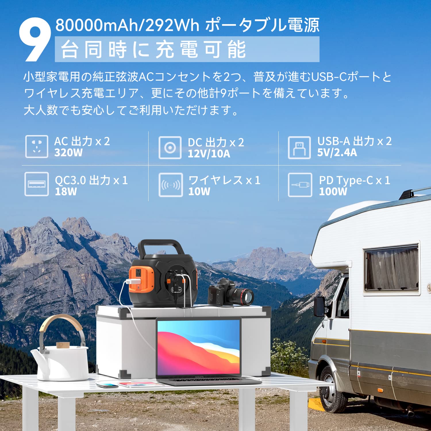Amazon.co.jp: FlashFish ポータブル電源 大容量 80000mAh/292Wh AC 