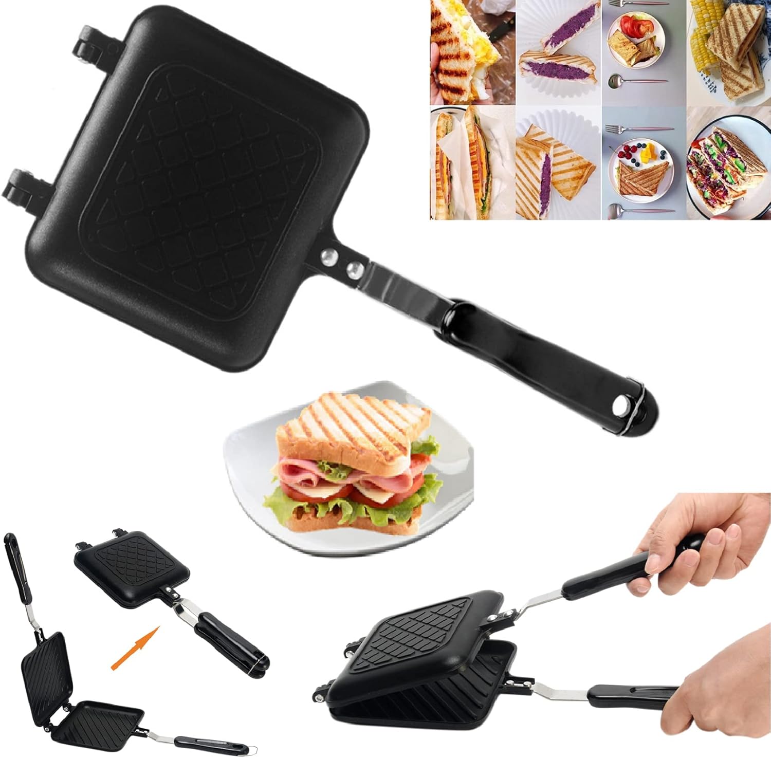 Sandwich Maker DoubleCoated Hot Sandwich Maker Pan Flip