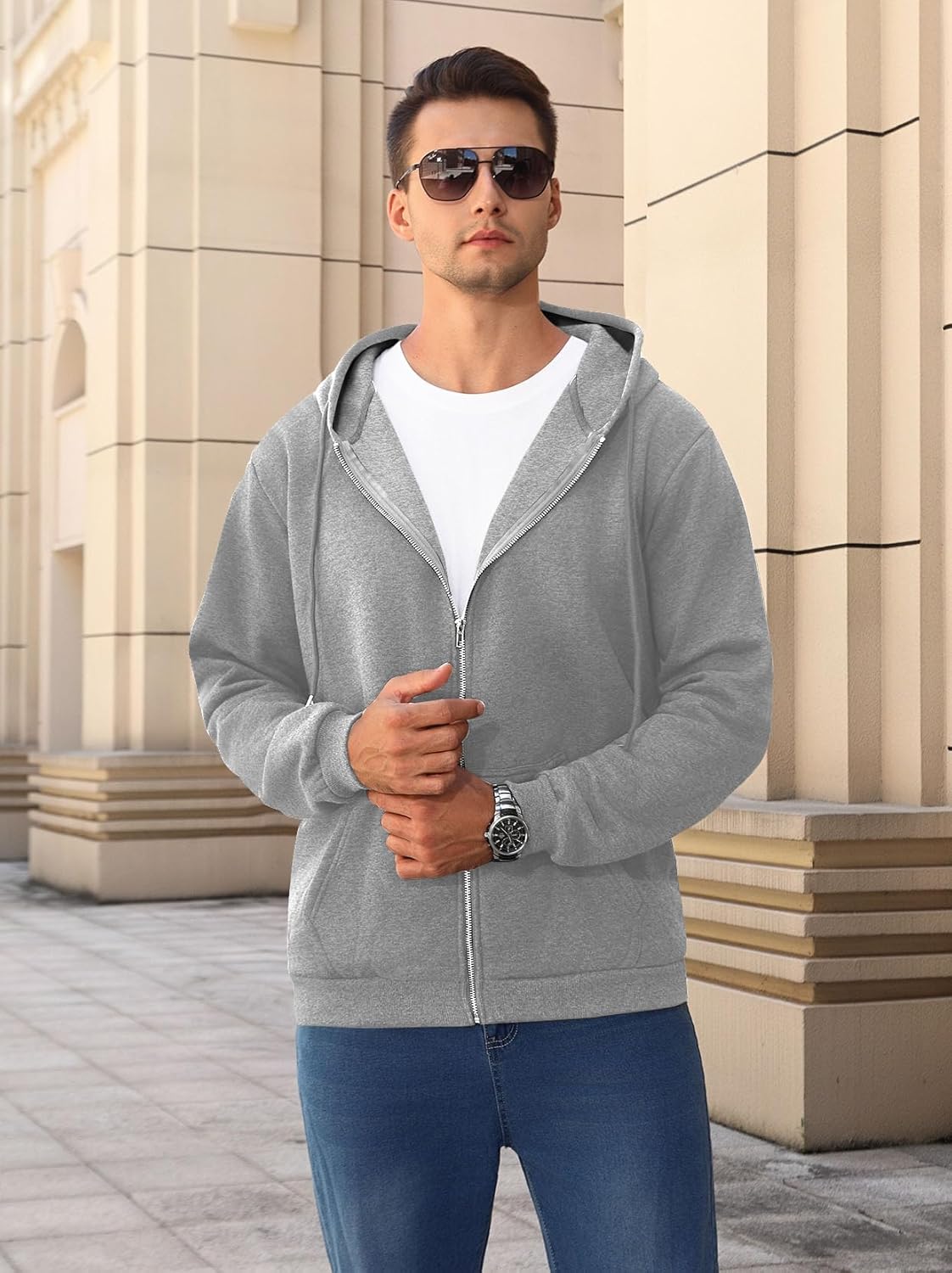 Hoodies for Men Full zip Mens Hoodies Casual Drawstring Long Sleeve Sweatshirts Sports Hooded Jacket - Image 5