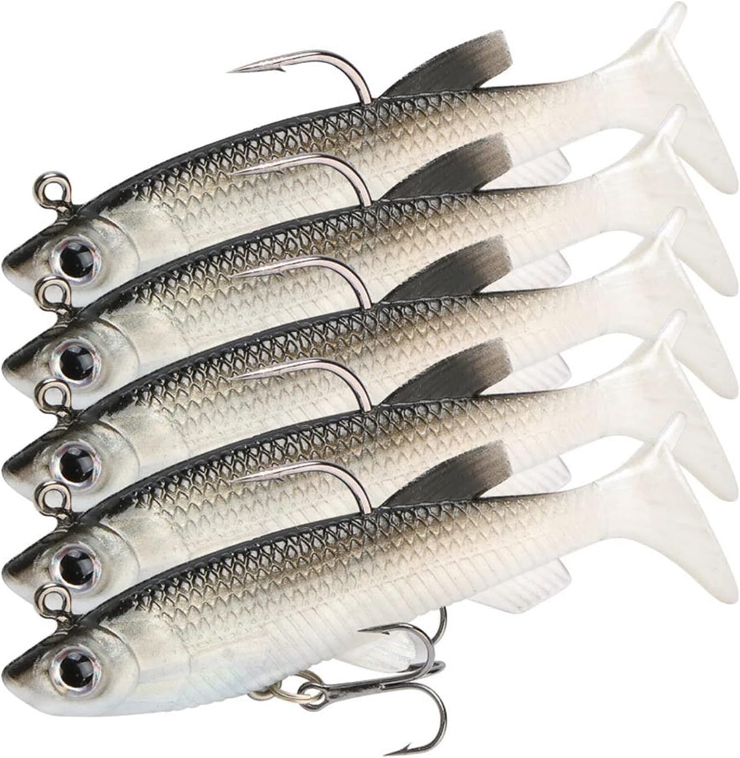 Mingshan 5 Pz Esca Morbida Pesce Morbido 8cm 13g Pesca in Mare con Gancio Pesce Artificiale Silicone Esche Morbide Esche di Pesce, 5pcs, 80mm