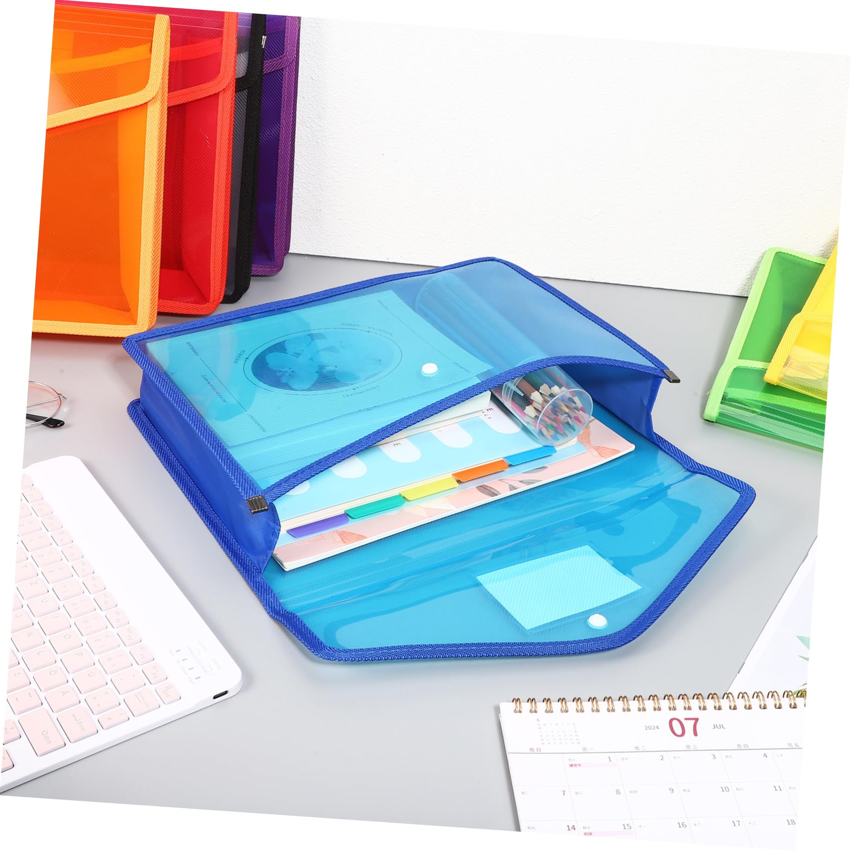 Cartelle Portadocumenti Espandibili con Chiusura a Bottone | Set 7 Pezzi, Formato A4, Tasca per Etichetta, Design a Grande Capacità, Pp per Casa e Lavoro