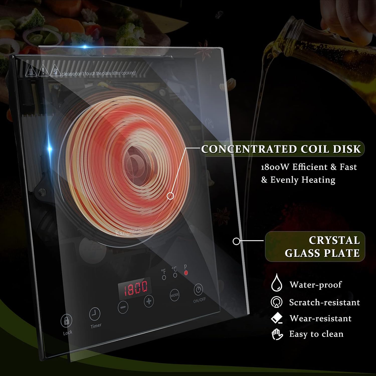Buy Portable Induction Cooktop, KXITGSIMRE 1800W Electric Induction