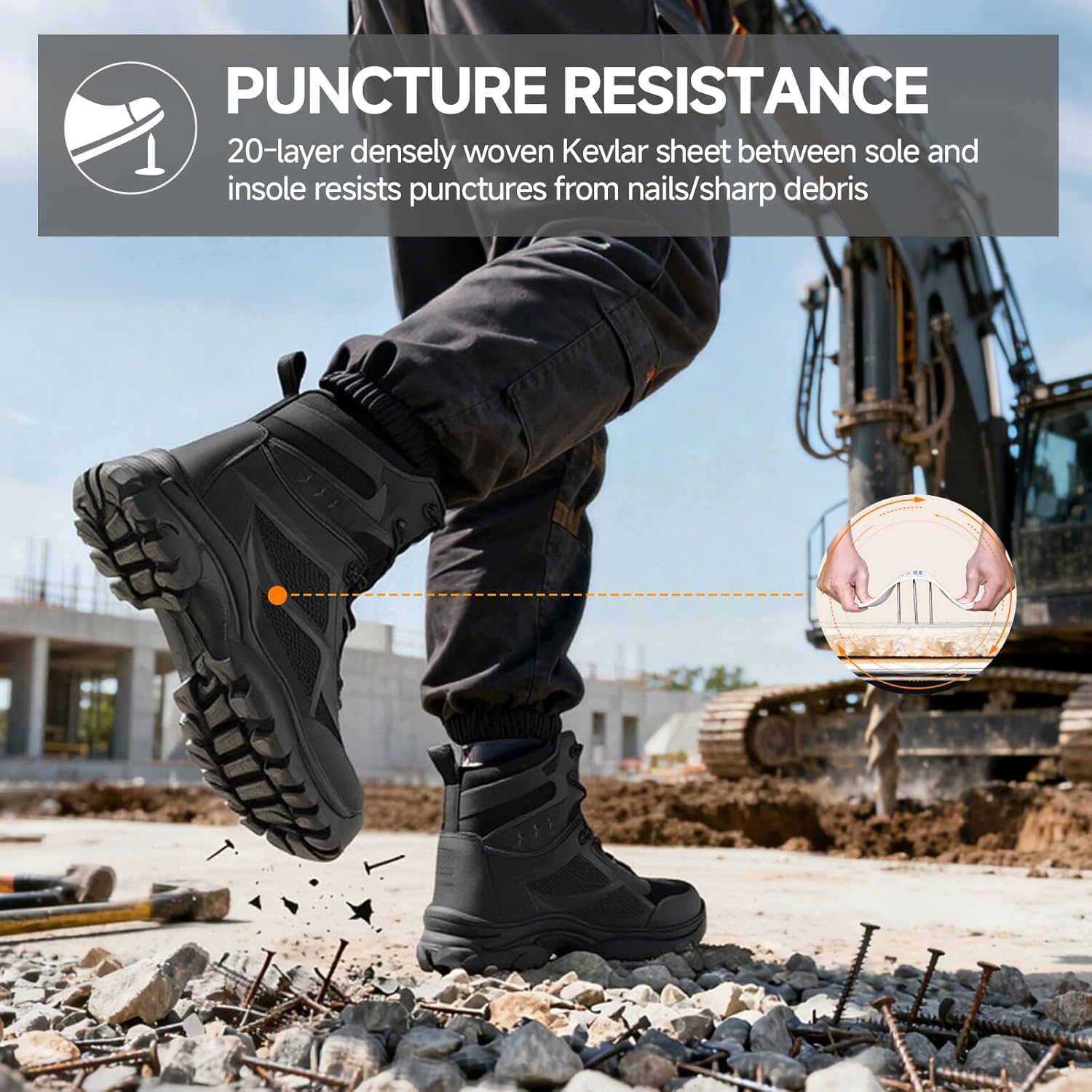 Steel Toe Boots for Men Work Boots for Men Breathable High Top Work Shoes Lightweight Indestructible Safety Shoes Industry Construction Safety Footwear - Image 3