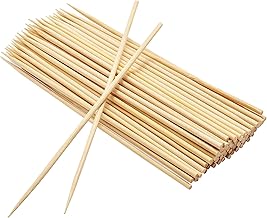 EXNIMA, 100, 200, 500, 1200 or 12000 Pieces, Wood Skewers, Barbecue Skewers, Grill Skewers, Wooden Sticks for Grill, Buffet, Fruit, Bonfire and Crafts, Size 4, 10, 10, 10 or 12 inch