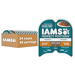 IAMS Perfect Portions Indoor Adult Wet Cat Food Cuts in Gravy, Chicken Recipe, 2.6 oz. Easy Peel Twin-Pack Trays (24 Count, 48 Servings)