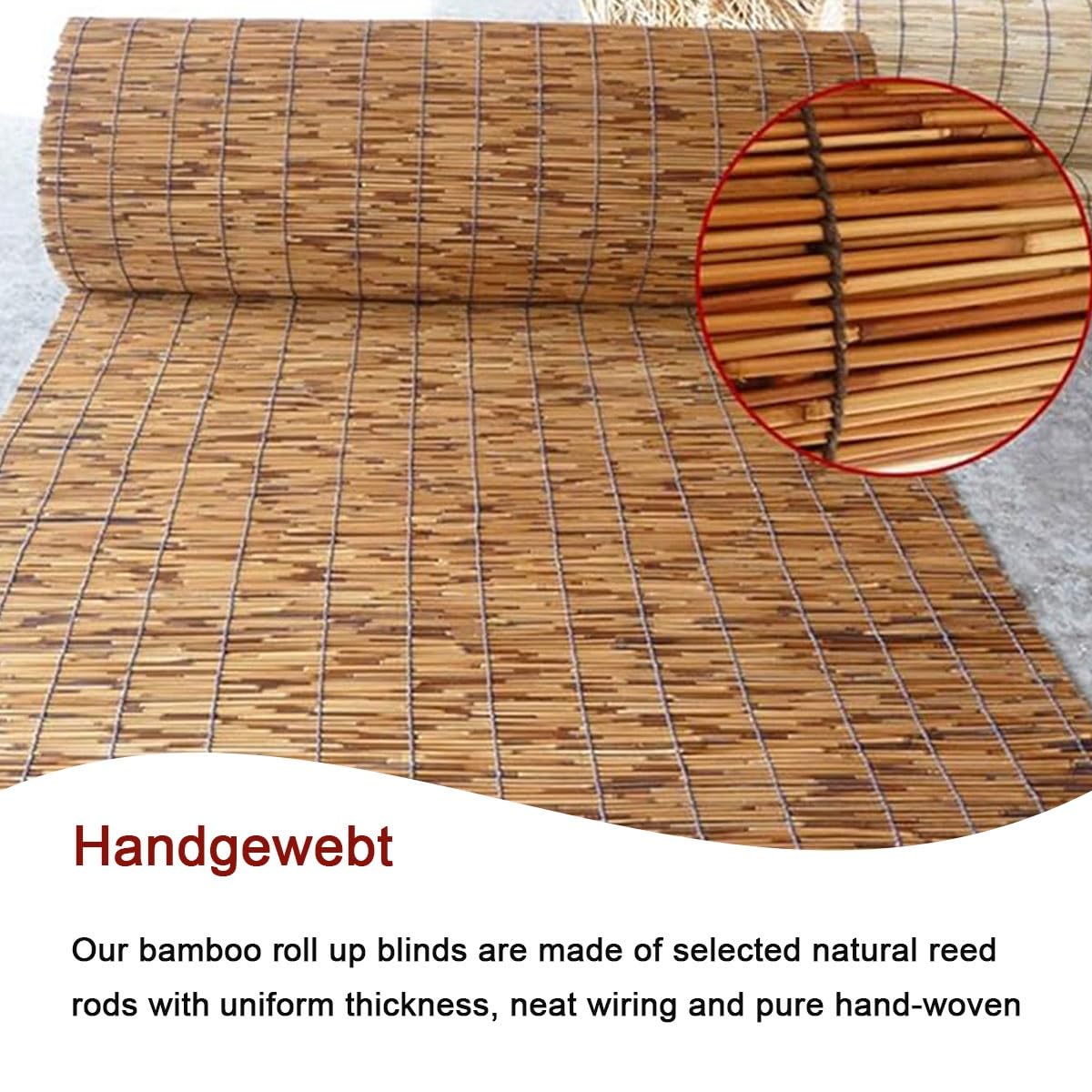 Bamboe Rolgordijnen For Ramen, 40 60 70 90 105 140 160 Cm Handgeweven Bamboe Rolgordijnen Lichtfilterend, Natuurlijke Rietgordijnen Aangepaste Maten For Patio Buiten Eenvoudig Te Installeren(W125cm x