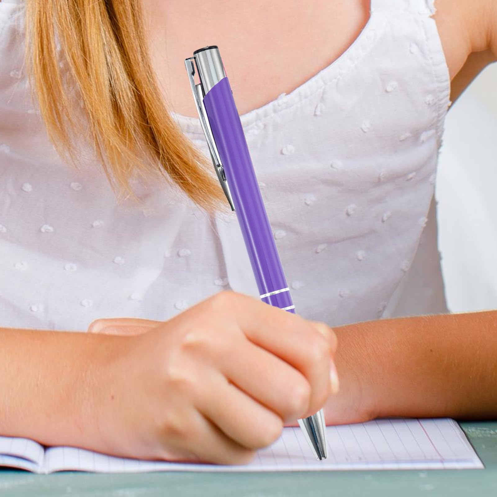 Penne Executive – 50 penne a scatto in metallo – multifunzione con clip argentata, cancelleria alla per studenti, insegnanti, professionisti, riunioni, diari di nozze