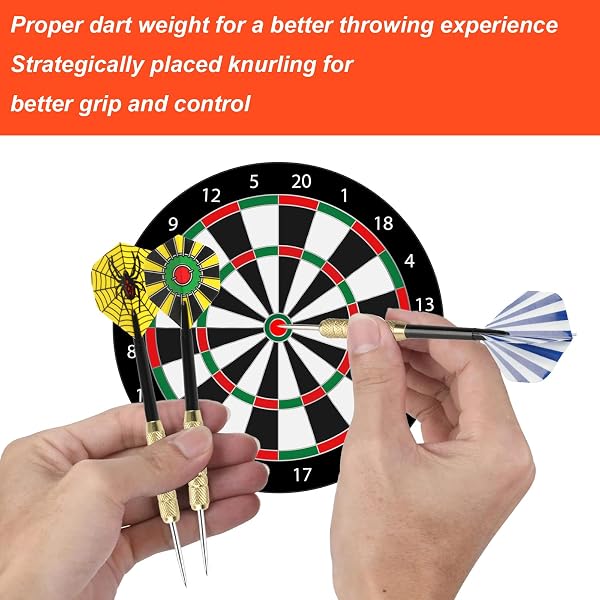 18 Piezas Dardos con Punta de Metal, Punta Acero Darts, Juego de Dardos con Caña y Plumas, para Principiantes y Aficionados, Incluye Piedra para afilar Dardos y Funda para Dardos - 5