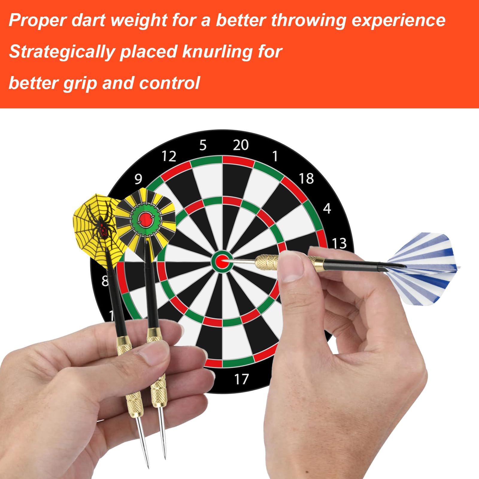 18 Piezas Dardos con Punta de Metal, Punta Acero Darts, Juego de Dardos con Caña y Plumas, para Principiantes y Aficionados, Incluye Piedra para afilar Dardos y Funda para Dardos — view 5