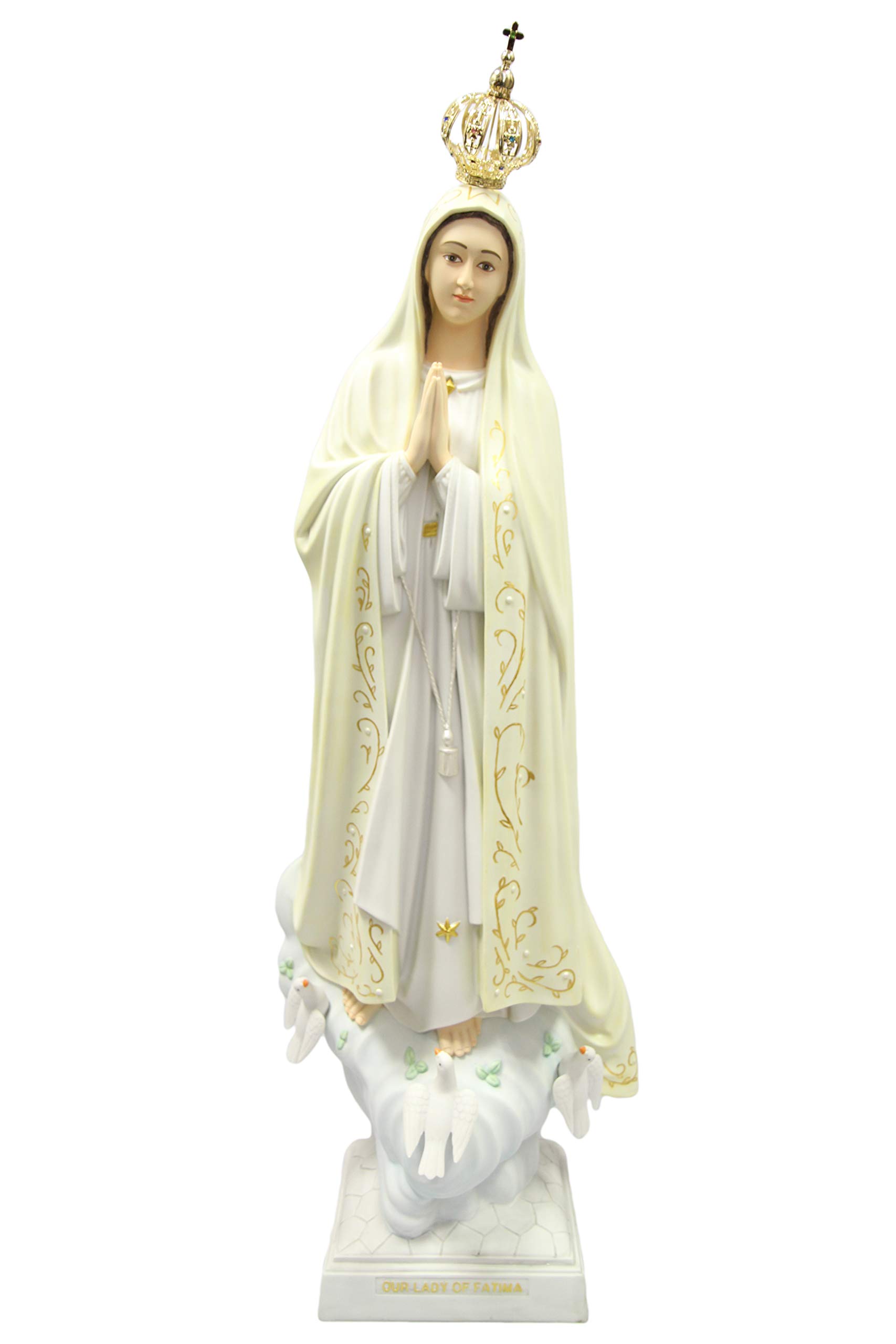 Statue of Our Lady of Fatima Pilgrim carved in wood from Valgardena and
